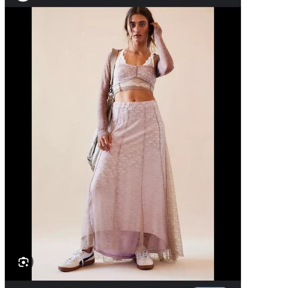 Free People Set Shape of You Lace Skirt and Bandeau Top S